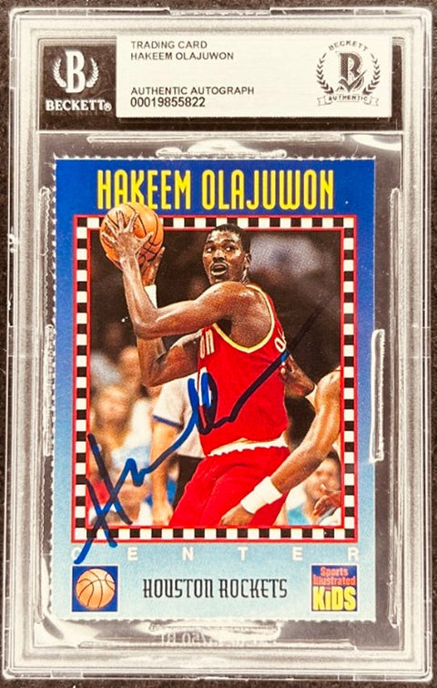 Hakeem Olajuwon signed Rockets 1994 SI for Kids card BAS