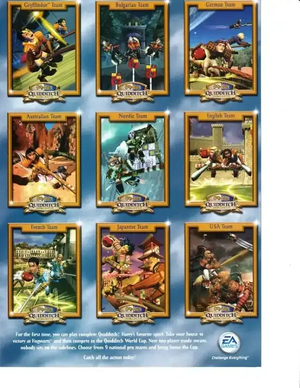 Harry Potter Quidditch World Cup EA Games 2003 SI for Kids 9 card sheet - AutographsForSale.com
