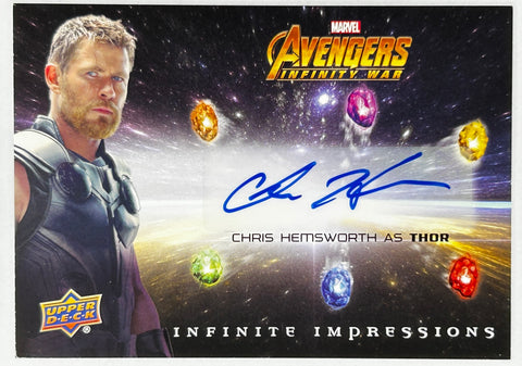 Chris Hemsworth certified autograph Avengers Infinity War THOR 2018 Upper Deck card - AutographsForSale.com