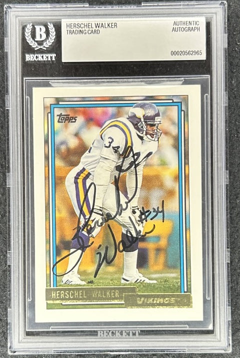 Herschel Walker signed Vikings 1992 Topps Gold card BAS slab - AutographsForSale.com