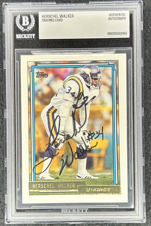 Herschel Walker signed Vikings 1992 Topps Gold card BAS slab - AutographsForSale.com