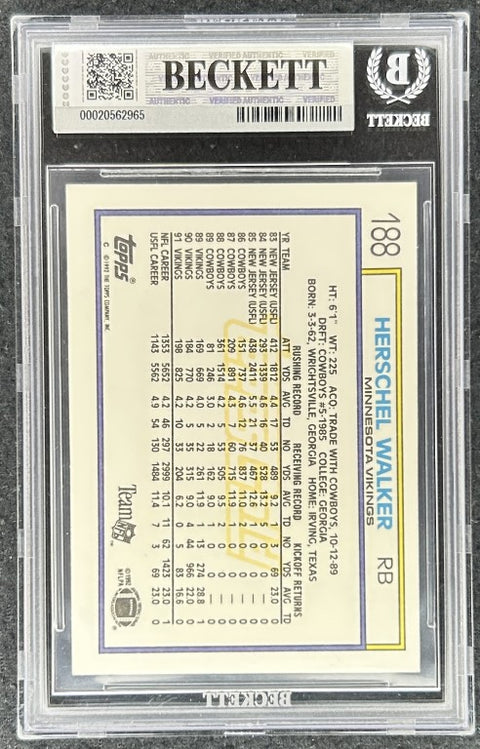 Herschel Walker signed Vikings 1992 Topps Gold card BAS slab - AutographsForSale.com