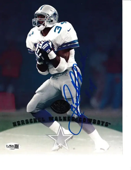 Herschel Walker autographed Dallas Cowboys 1997 Leaf 8x10 card JSA - AutographsForSale.com