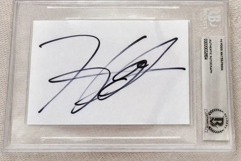 Certified autograph on white card in Beckett authentication case