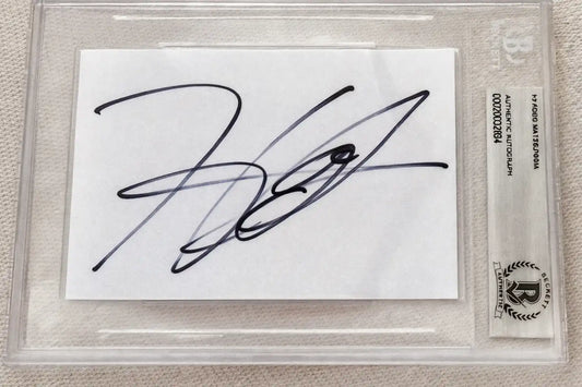 Certified autograph on white card in Beckett authentication case