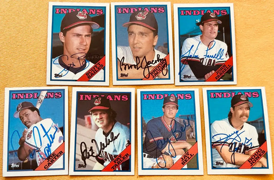7 signed Indians 1988 Topps cards Jay Bell RC Joe Carter Brook Jacoby Pat Tabler - AutographsForSale.com