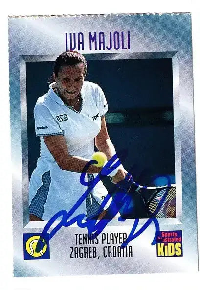 Iva Majoli autographed SI for Kids card - tennis player, signed in blue Sharpie