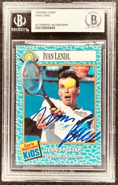 Ivan Lendl autographed tennis trading card, authenticated by Beckett, Sports Illustrated Kids edition
