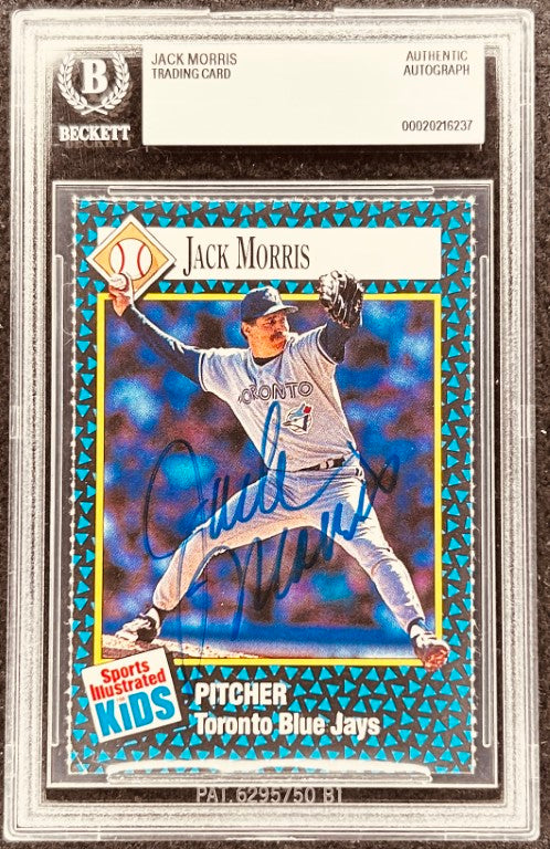 Jack Morris autographed Toronto Blue Jays trading card, Beckett authenticated, Sports Illustrated Kids edition