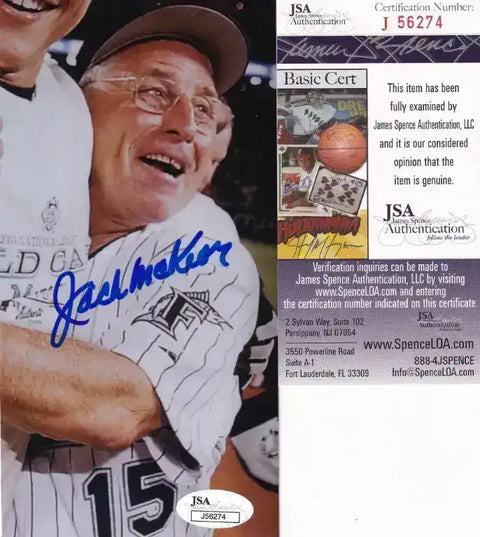 JackMcKeonMarlinsJSA - AutographsForSale.com