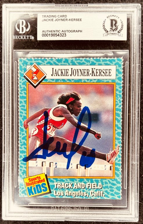 Jackie Joyner-Kersee autographed track and field trading card, Beckett authenticated, Sports Illustrated Kids