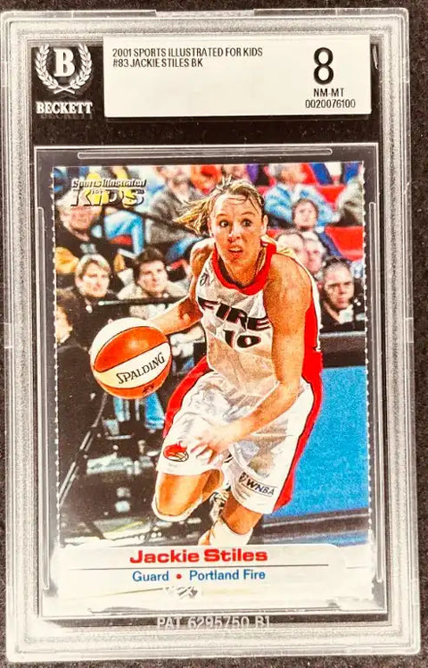 Jackie Stiles 2001 Sports Illustrated for Kids #83 basketball card, graded Beckett 8 NM-MT, Portland Fire guard