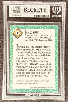 James Worthy signed LA Lakers 1990 SI for Kids card BAS slab - AutographsForSale.com