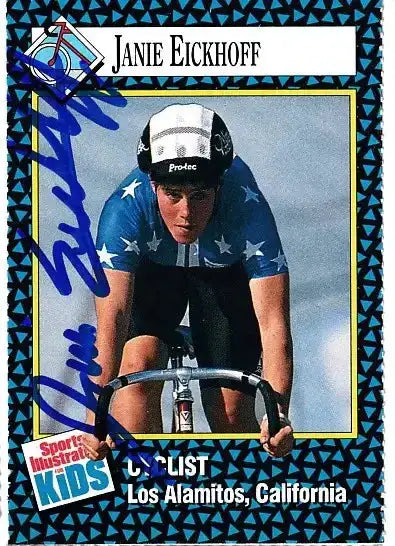 Janie Eickhoff autographed SI for Kids card - competitive cyclist, signed in blue Sharpie