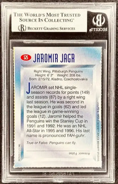 Jaromir Jagr signed Penguins 1996 SI for Kids card BAS slab - AutographsForSale.com