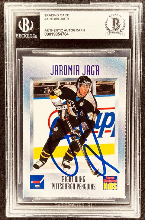 Jaromir Jagr signed Penguins 1996 SI for Kids card BAS