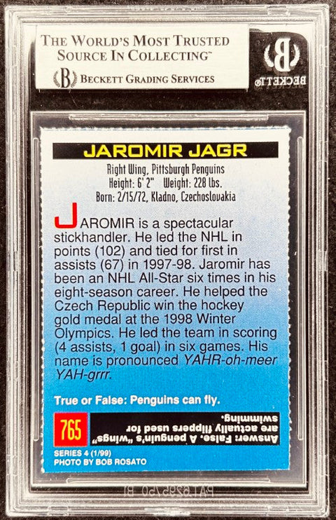 Jaromir Jagr signed Penguins 1999 SI for Kids card BAS (back)