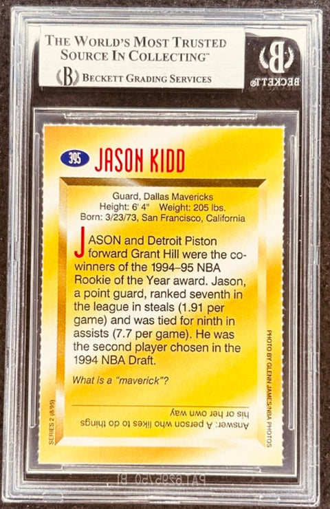 Jason Kidd signed Mavericks 1995 SI for Kids card BAS (back)