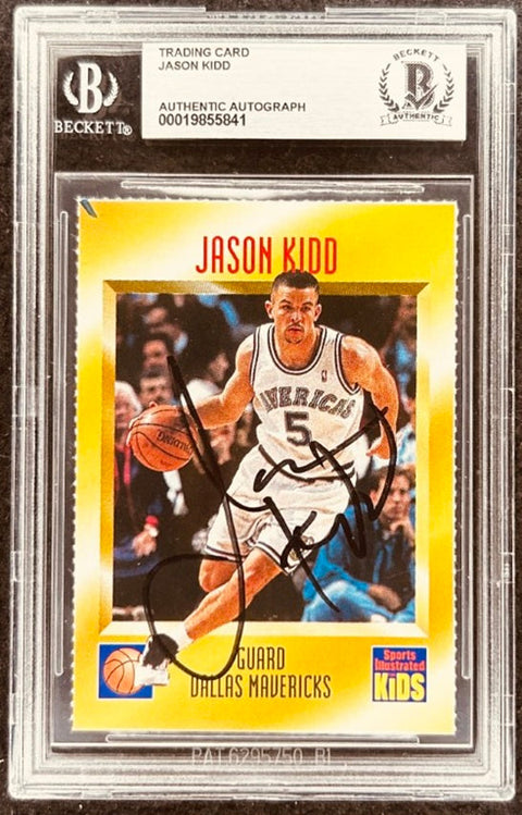 Jason Kidd signed Mavericks 1995 SI for Kids card BAS