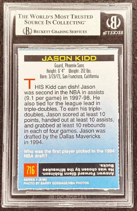 Jason Kidd signed Suns 1998 SI for Kids card BAS (back)