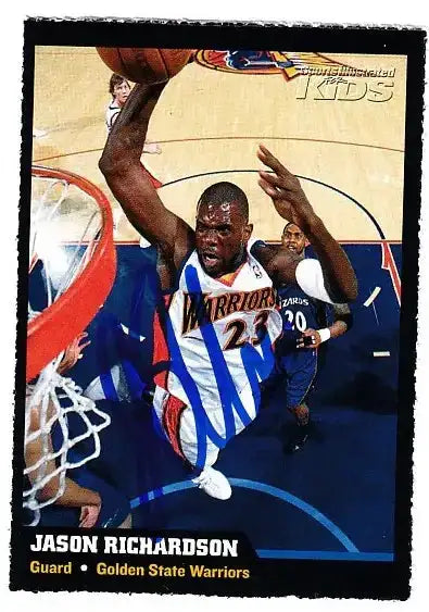 Jason Richardson autographed 2005 SI for Kids card - guard for the Golden State Warriors, signed in blue Sharpie