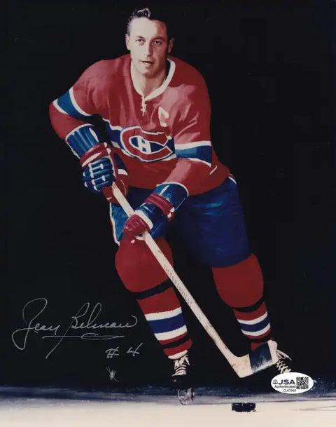 Jean Beliveau autographed Montreal Canadiens hockey photo, NHL memorabilia with JSA authentication