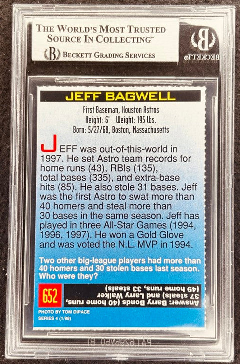 Jeff Bagwell signed Astros 1998 SI for Kids card BAS (back)