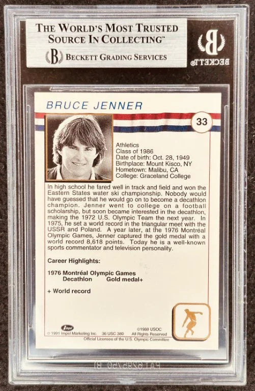 Bruce Jenner signed 1991 US Olympic Hall of Fame card BAS slabbed - AutographsForSale.com