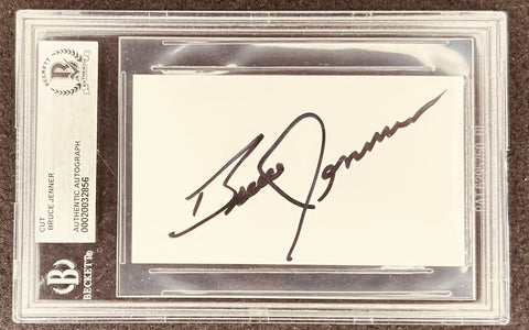 Beckett authenticated Bruce Jenner autograph cut signature card in protective holder