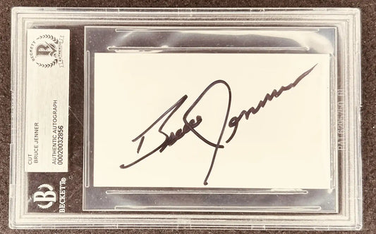 Beckett authenticated Bruce Jenner autograph cut signature card in protective holder
