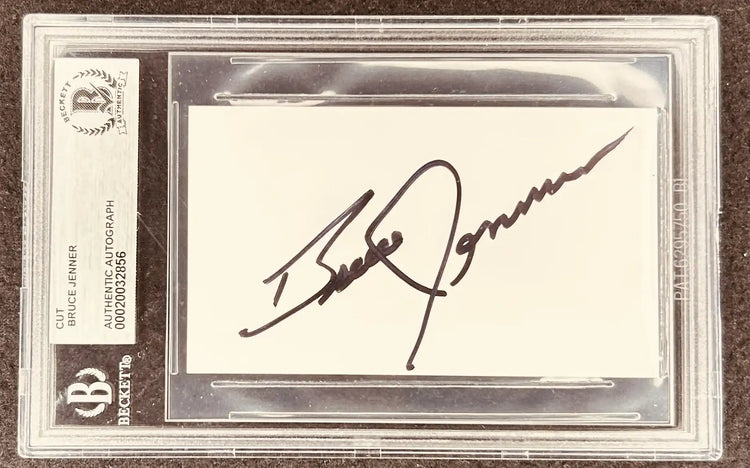 Beckett authenticated Bruce Jenner autograph cut signature card in protective holder
