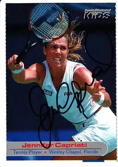 Jennifer Capriati autographed SI for Kids card - tennis player, signed in blue Sharpie