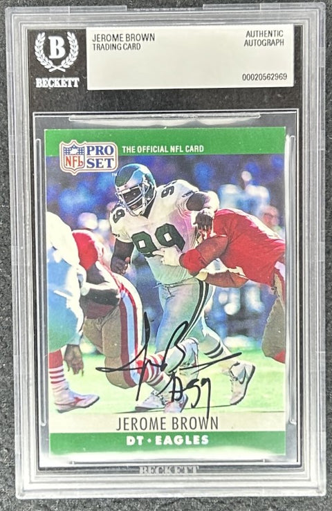 Jerome Brown signed Philadelphia Eagles 1990 Pro Set card BAS slab - AutographsForSale.com