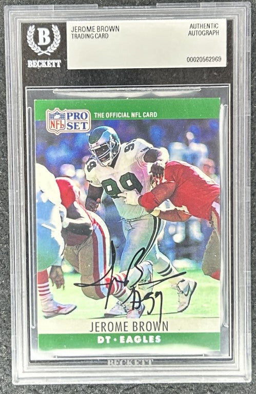 Jerome Brown signed Philadelphia Eagles 1990 Pro Set card BAS slab - AutographsForSale.com