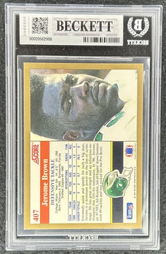 Jerome Brown signed Philadelphia Eagles 1991 Score card BAS slab - AutographsForSale.com