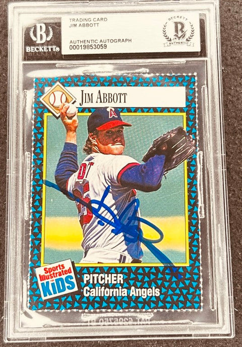 Jim Abbott signed Angels 1992 SI for Kids card BAS