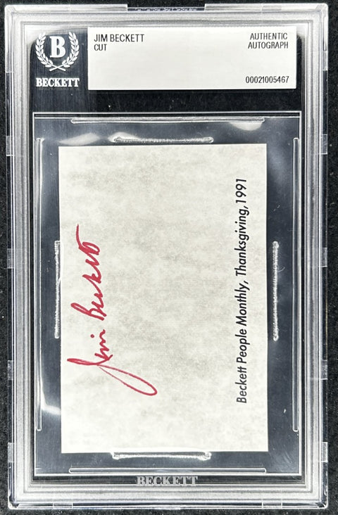 Dr. Jim Beckett autograph cut signature from 1991 employee event BAS slab - AutographsForSale.com