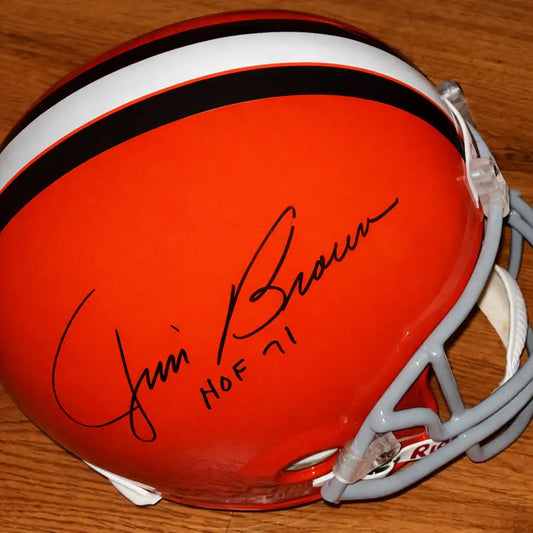 Jim Brown signed Cleveland Browns full size helmet w/ HOF 71 JSA - AutographsForSale.com
