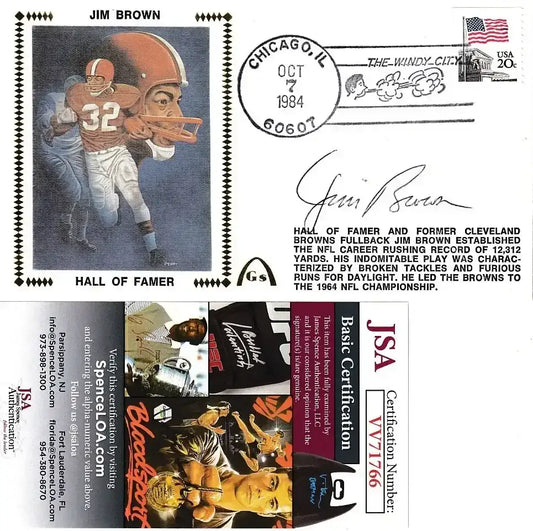 Jim Brown signed Cleveland Browns 1984 Gateway cachet JSA - AutographsForSale.com