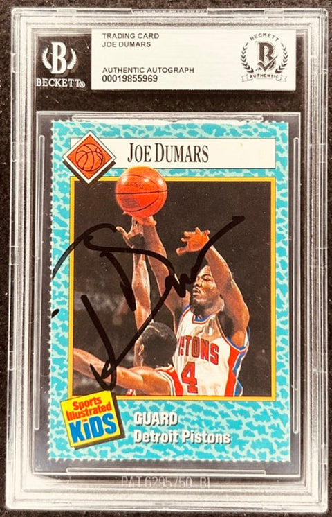 Joe Dumars signed Pistons 1989 SI for Kids card BAS
