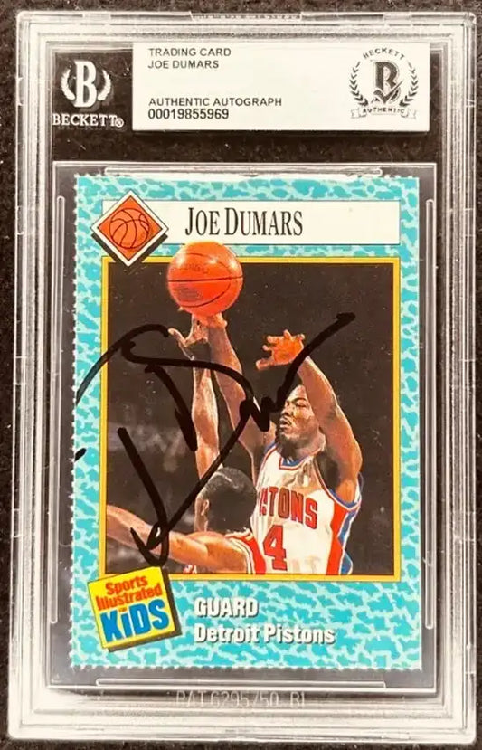 Joe Dumars signed Pistons 1989 SI for Kids card BAS slab - AutographsForSale.com