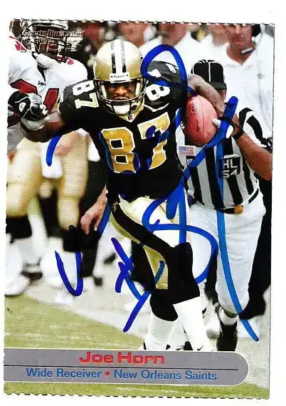 Joe Horn autographed SI for Kids card - wide receiver for the New Orleans Saints, signed in blue Sharpie