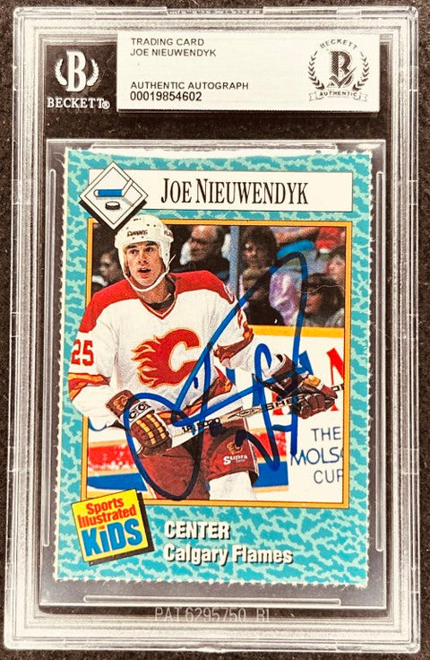 Joe Nieuwendyk signed Flames 1989 SI for Kids card BAS
