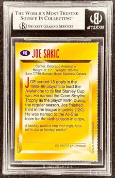 Joe Sakic signed Avalanche 1996 SI for Kids card BAS slab - AutographsForSale.com