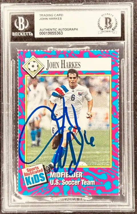 John Harkes autographed U.S. Soccer Team trading card, signed memorabilia, Beckett authenticated