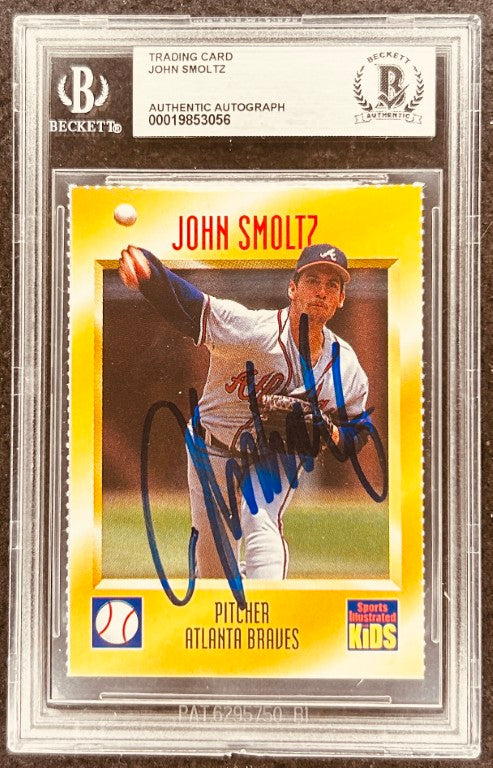 John Smoltz signed Braves 1996 SI for Kids card BAS