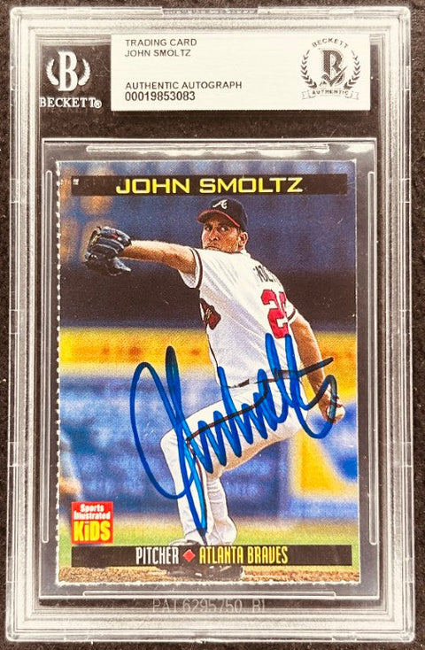 John Smoltz signed Braves 1999 SI for Kids card BAS