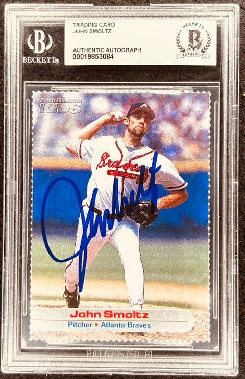 John Smoltz signed Braves 2003 SI for Kids card BAS