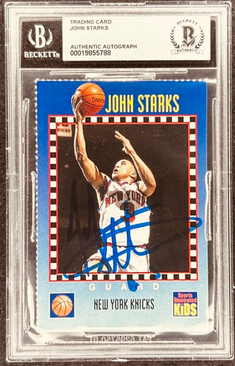 John Starks signed Knicks 1994 SI for Kids card BAS