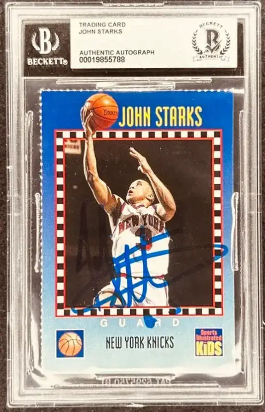 John Starks signed NY Knicks 1994 SI for Kids card BAS slab - AutographsForSale.com